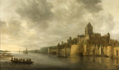 Uitzicht op de Valkhof in Nijmegen door Jan Josephsz van Goyen